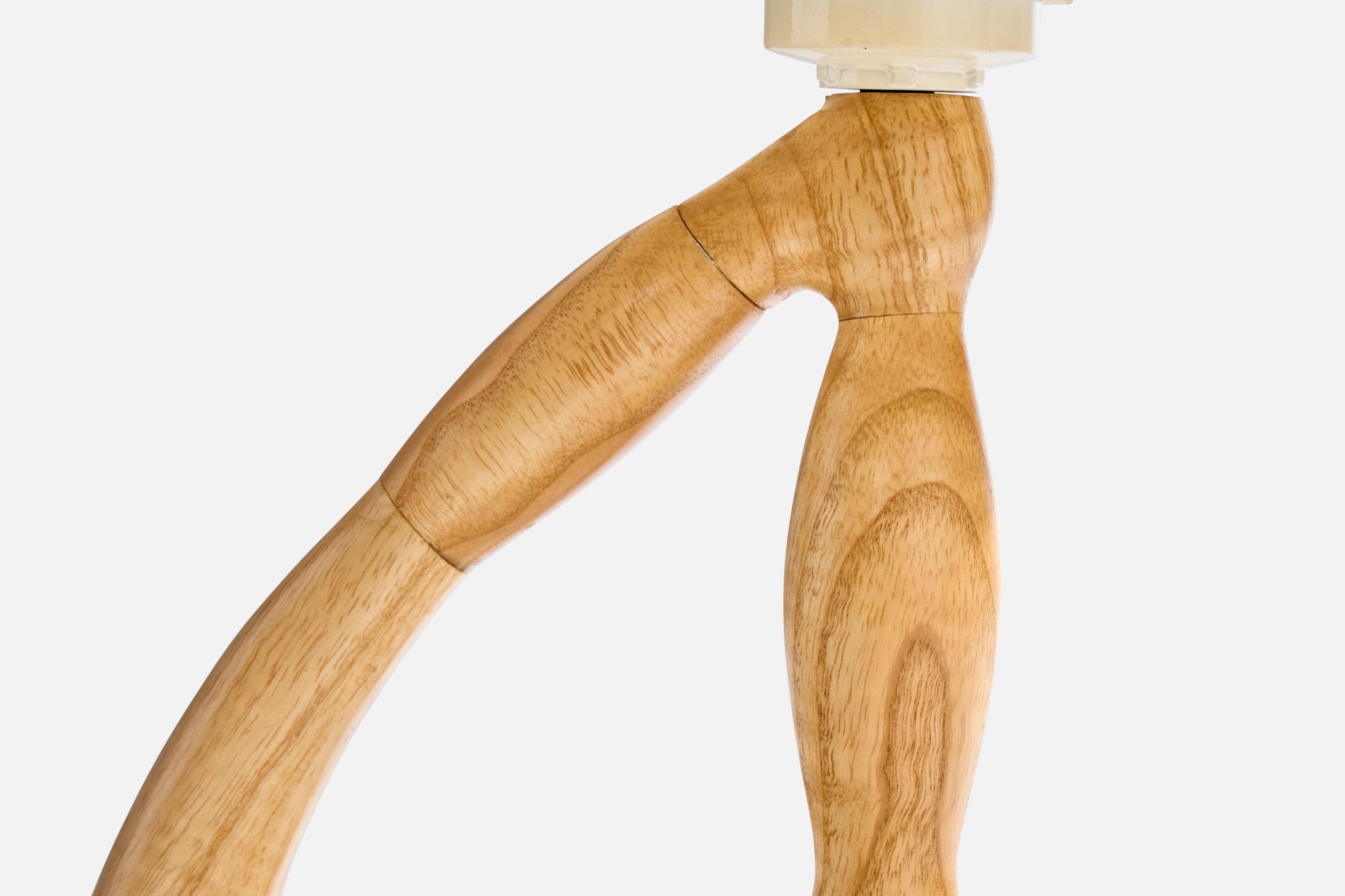Mid-20th Century Danish Designer, Table Lamp, Pine, Paper, Denmark, 1960s For Sale
