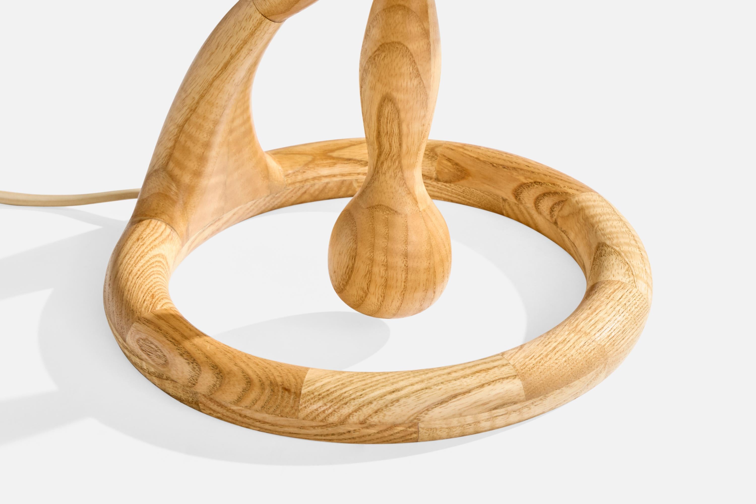 Wood Danish Designer, Table Lamp, Pine, Paper, Denmark, 1960s For Sale