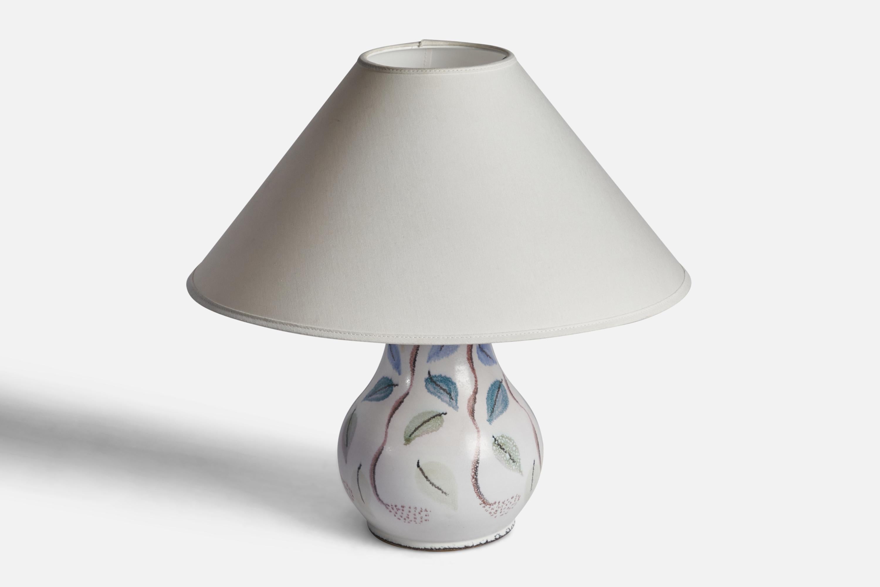 Mid-Century Modern Danish Designer, Table Lamp, Porcelain, Denmark, 1950s For Sale