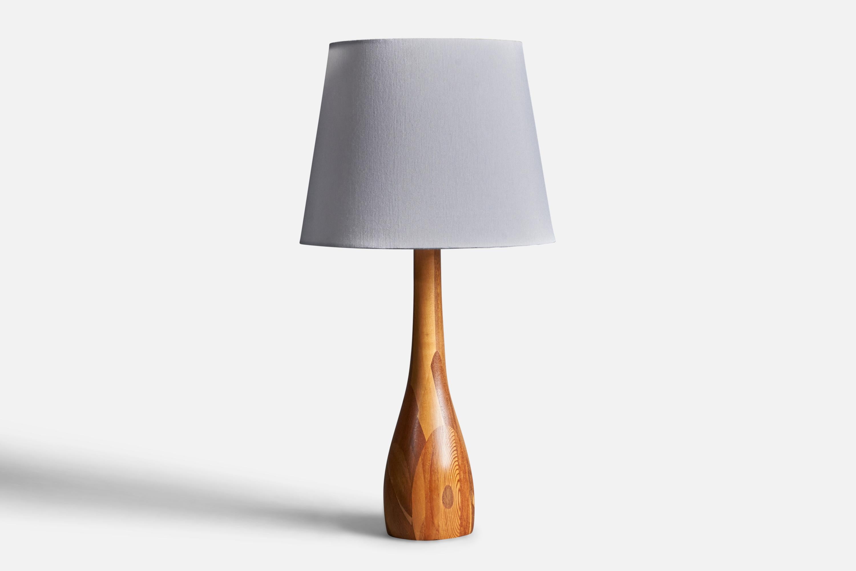 Danish Designer, Table Lamp, Solid Joined Woods, Linen, Denmark, 1950s In Good Condition For Sale In High Point, NC