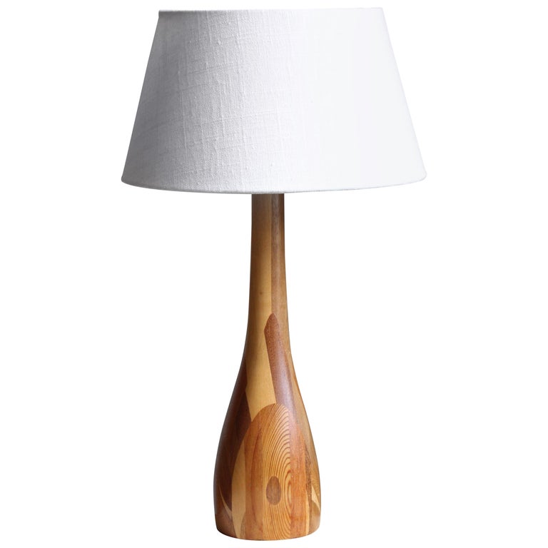 Danish Designer, Table Lamp, Solid Joined Woods, Linen, Denmark, 1950s For  Sale at 1stDibs