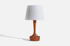Lampada da tavolo di design danese, teak massiccio, Danimarca, anni '50