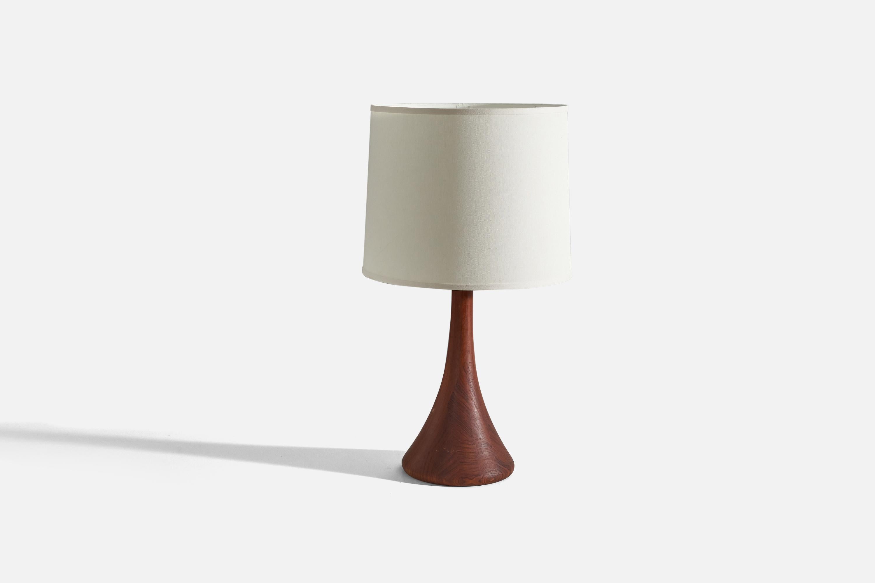 Mid-Century Modern Danish Designer, Table Lamp, Solid Teak, Denmark, 1950s For Sale