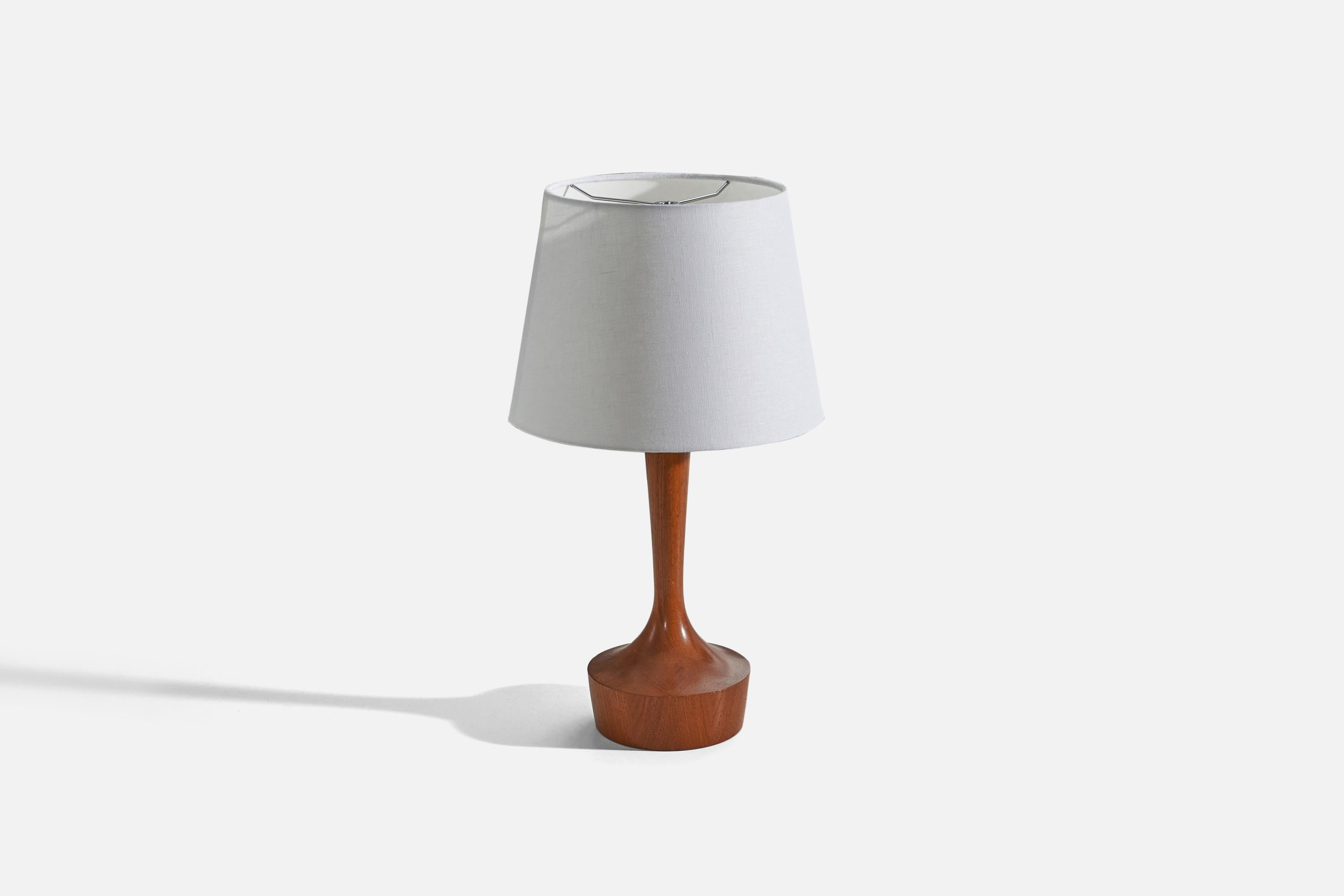 Danish Designer, Table Lamp, Solid Teak, Denmark, 1950s In Good Condition For Sale In High Point, NC