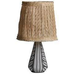 Danish Designer, Table Lamp, Stoneware, Fabric, Denmark, 1960s