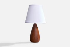 Danish Designer, Table Lamp, Teak, Brass, Denmark, 1950s