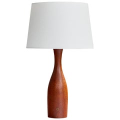 Lampada da tavolo di design danese, teak, ottone, Danimarca, anni '50