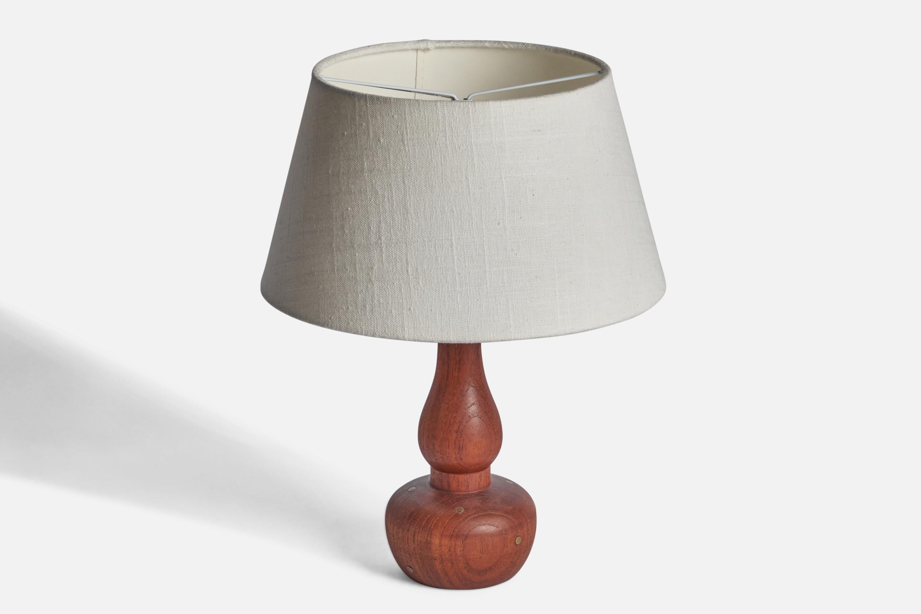 Mid-Century Modern Danish Designer, Table Lamp, Walnut, Brass, Denmark, 1950s For Sale