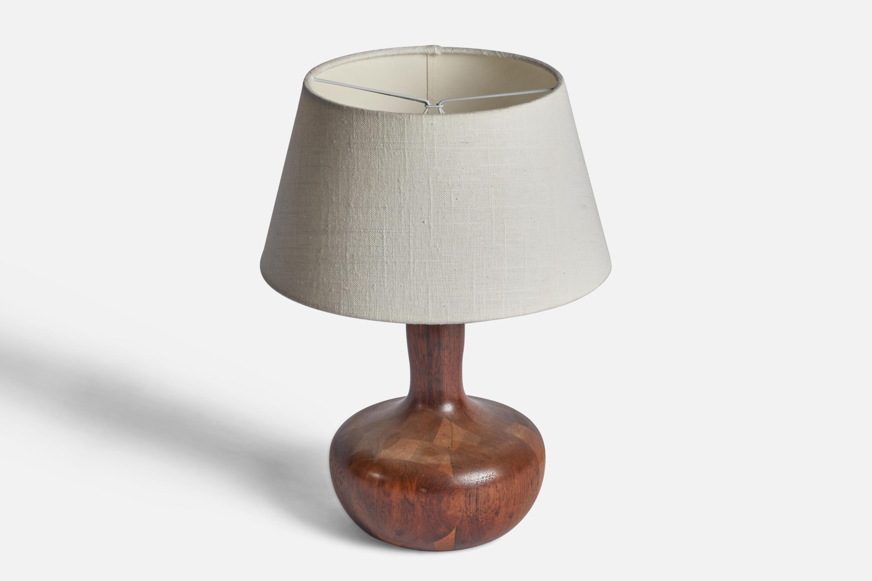 Mid-Century Modern Danish Designer, Table Lamp, Walnut, Denmark, 1950s For Sale