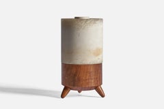 Danish Designer, Table Lamp, Walnut, Onyx, Denmark, 1950s