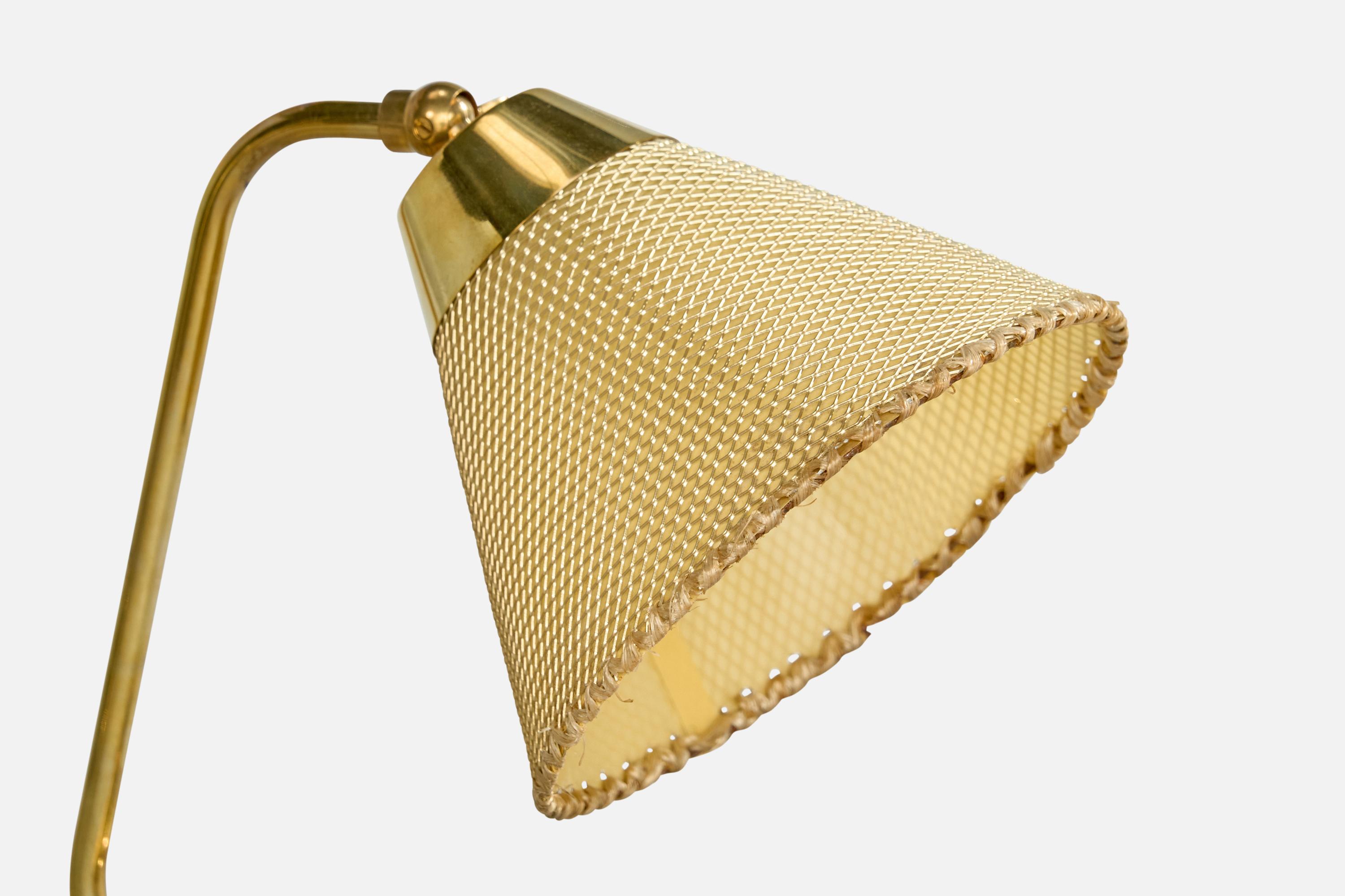 Laiton Designer danois, lampes de table, laiton, parchemin, Danemark, années 1950 en vente