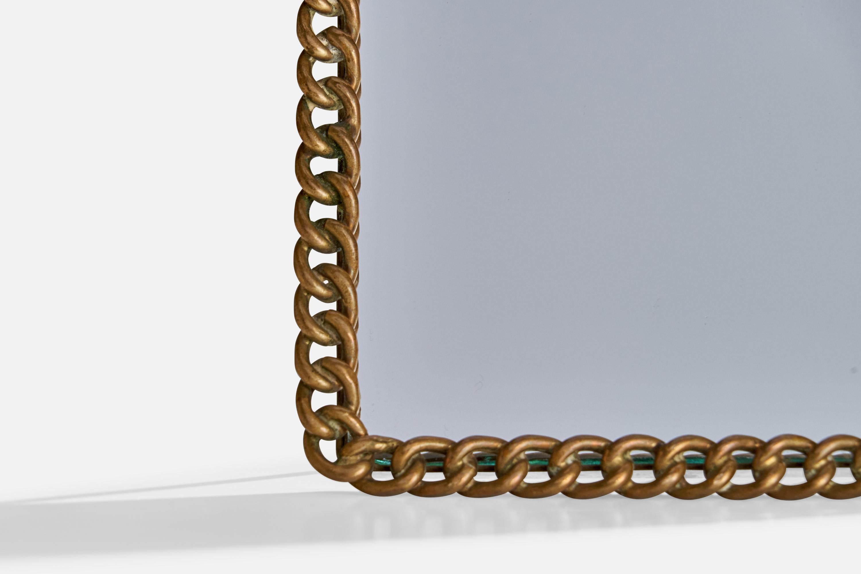 Ottone Specchio da tavolo di design danese, ottone, Danimarca, anni '30 in vendita