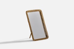 Used Danish Designer, Table Mirror, Brass, Denmark, 1930s