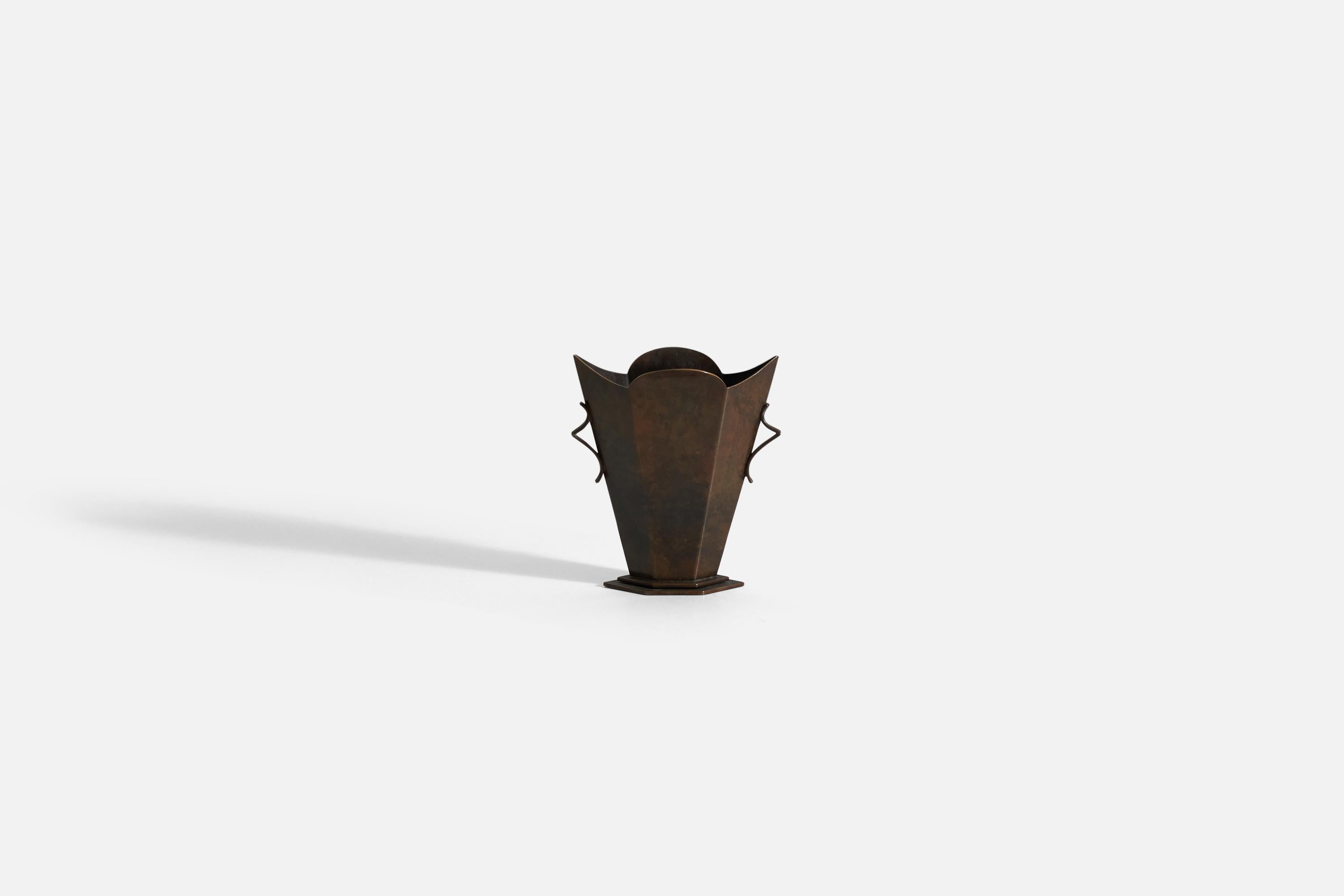 A cast bronze vase designed and produced in Denmark, c. 1930s.