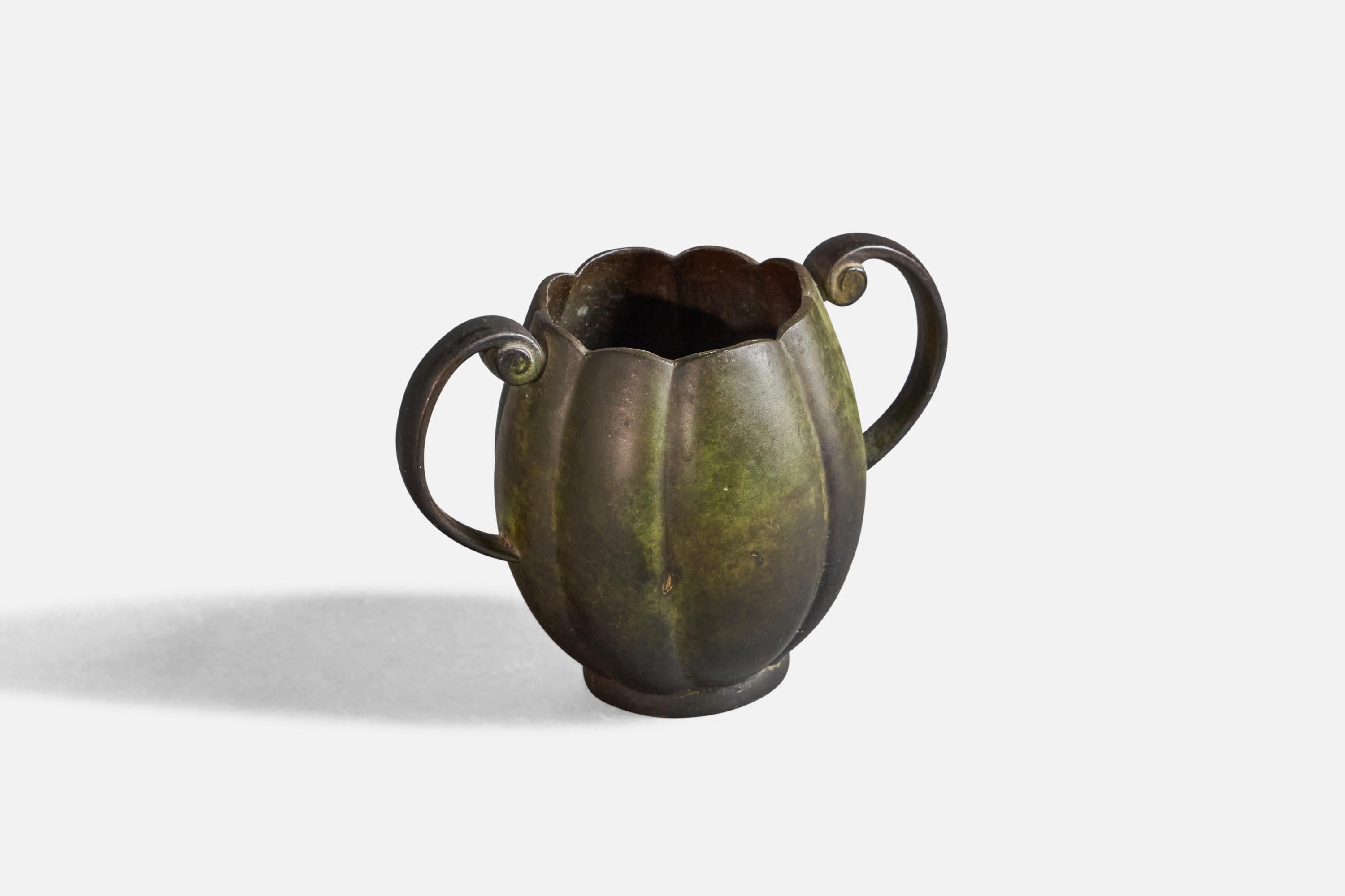 A bronze vase with handles, designed and produced in Denmark, c. 1930s.