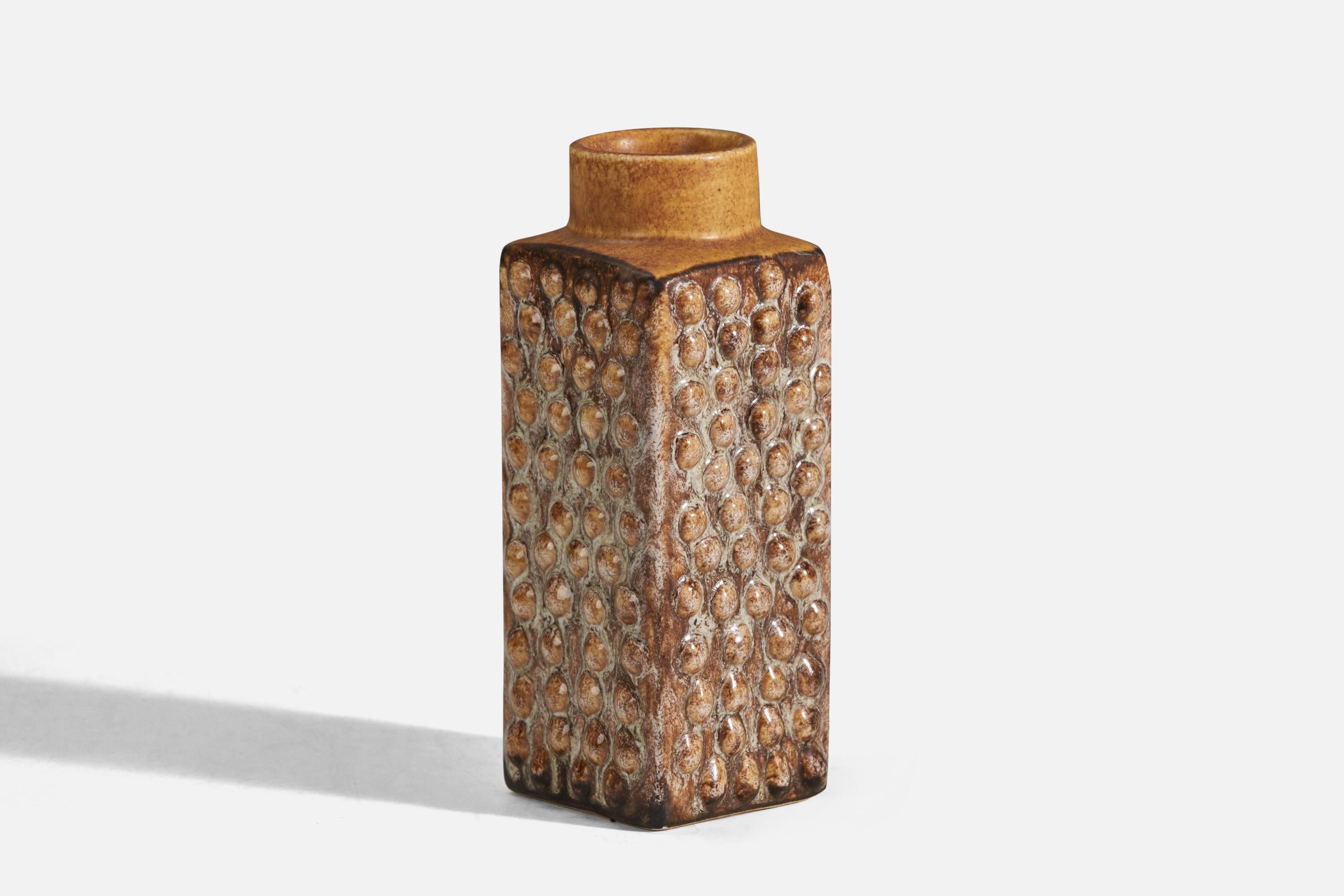 A brown glazed stoneware vase designed and produced in Denmark, 1960s.
   