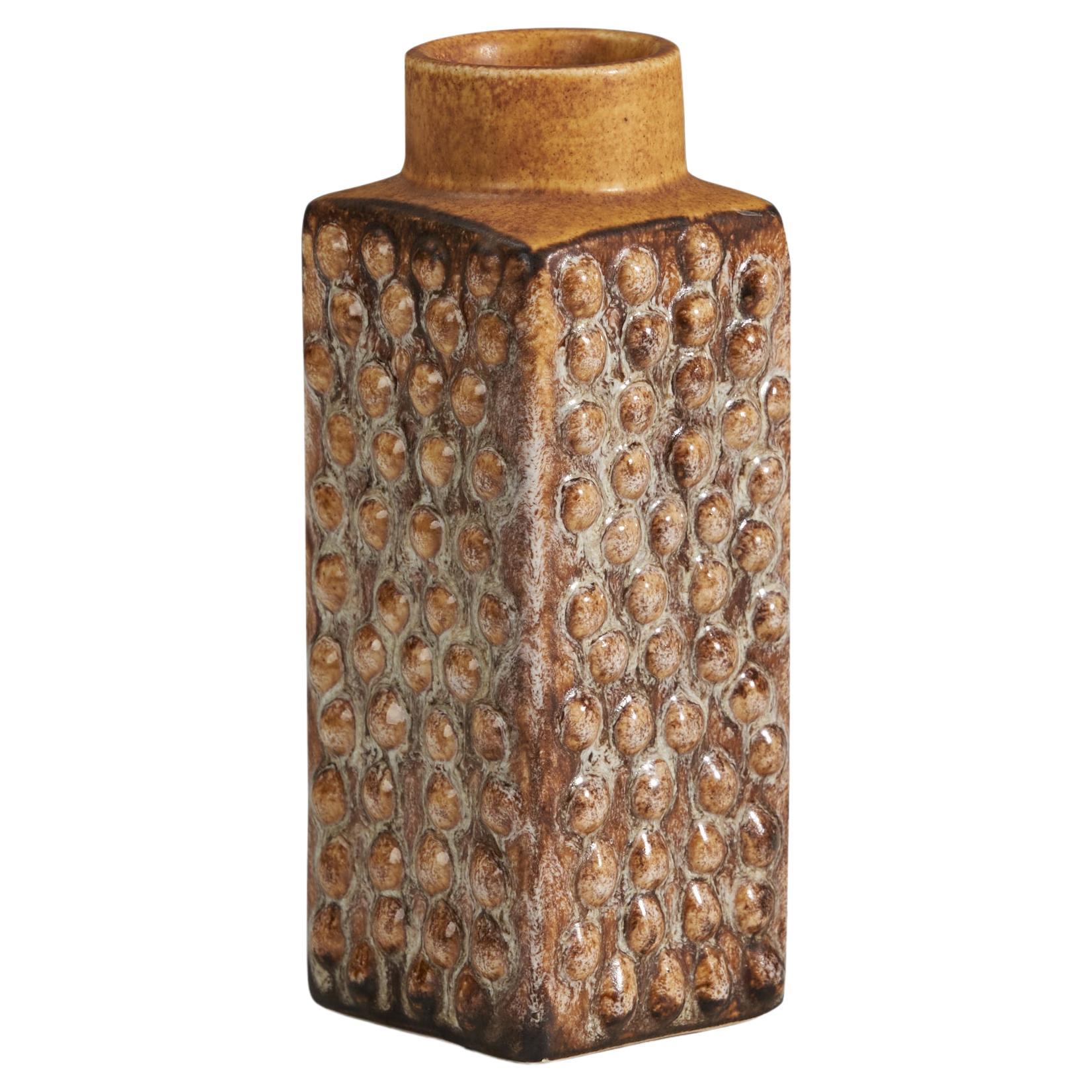 Vaso di design danese, gres smaltato marrone, Danimarca, anni '60