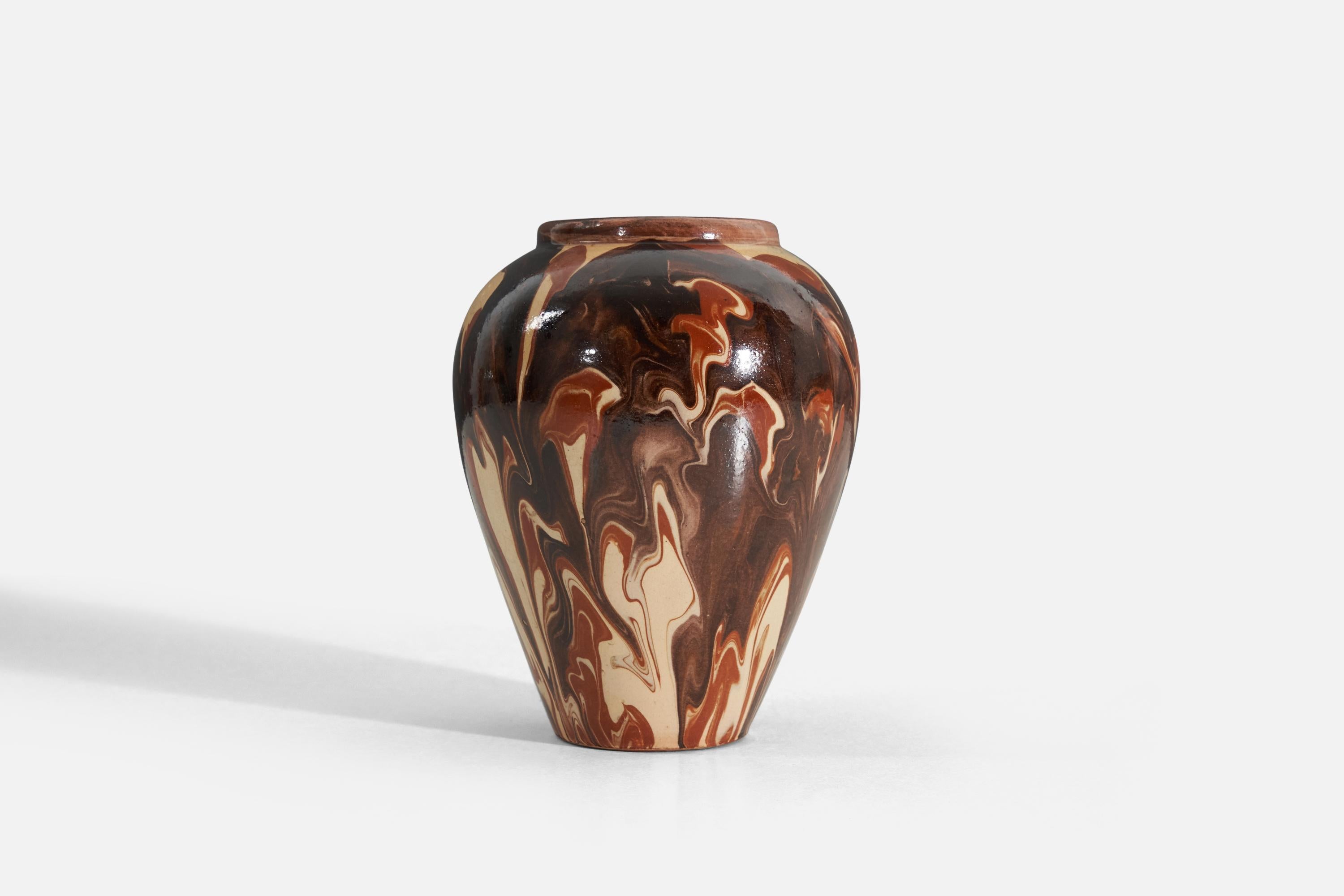 Scandinavian Modern Danish Designer, Vase, Glazed Earthenware, Denmark, 1930s For Sale