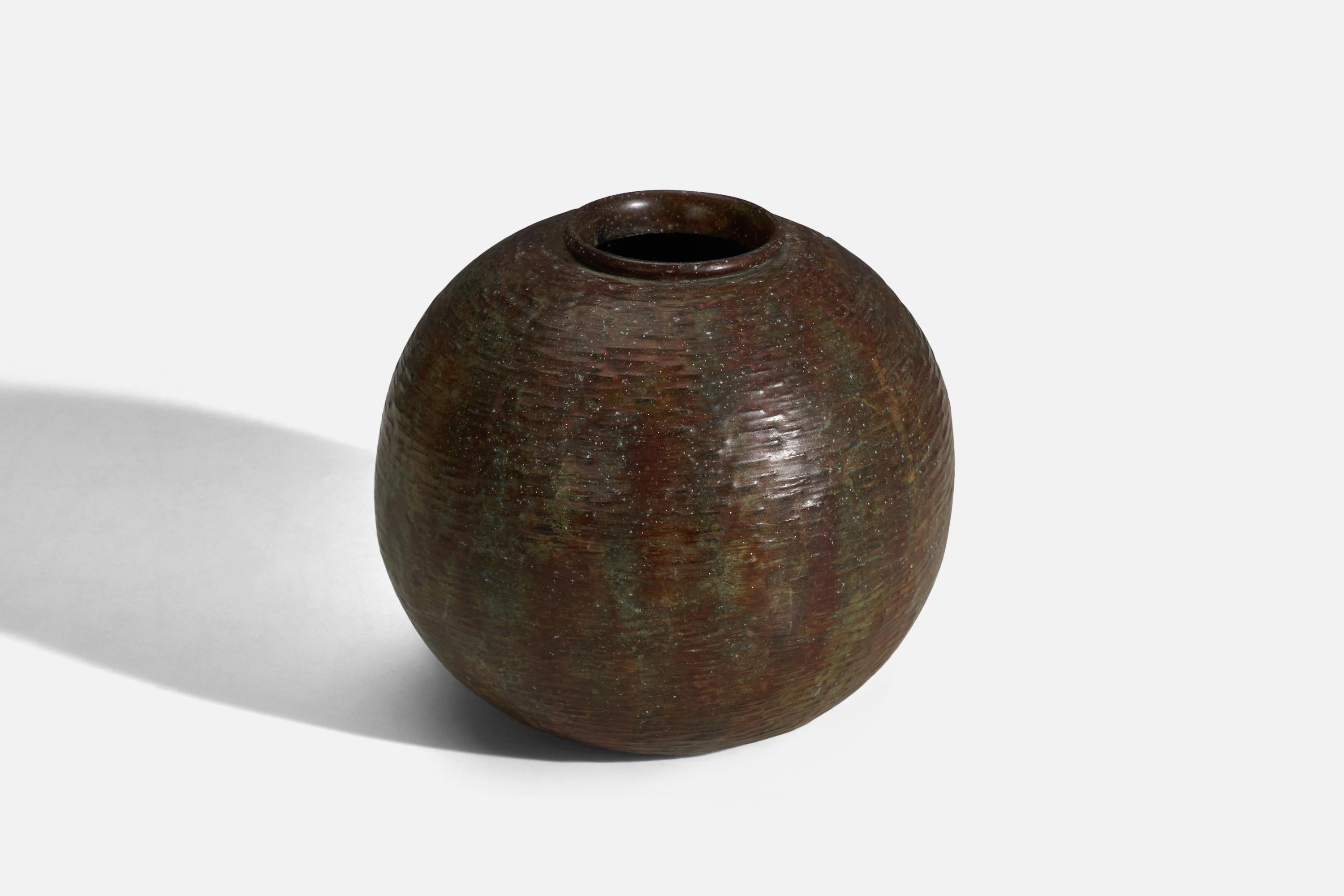 Scandinavian Modern Danish Designer, Vase, Hammered Copper, Denmark, 1930s For Sale