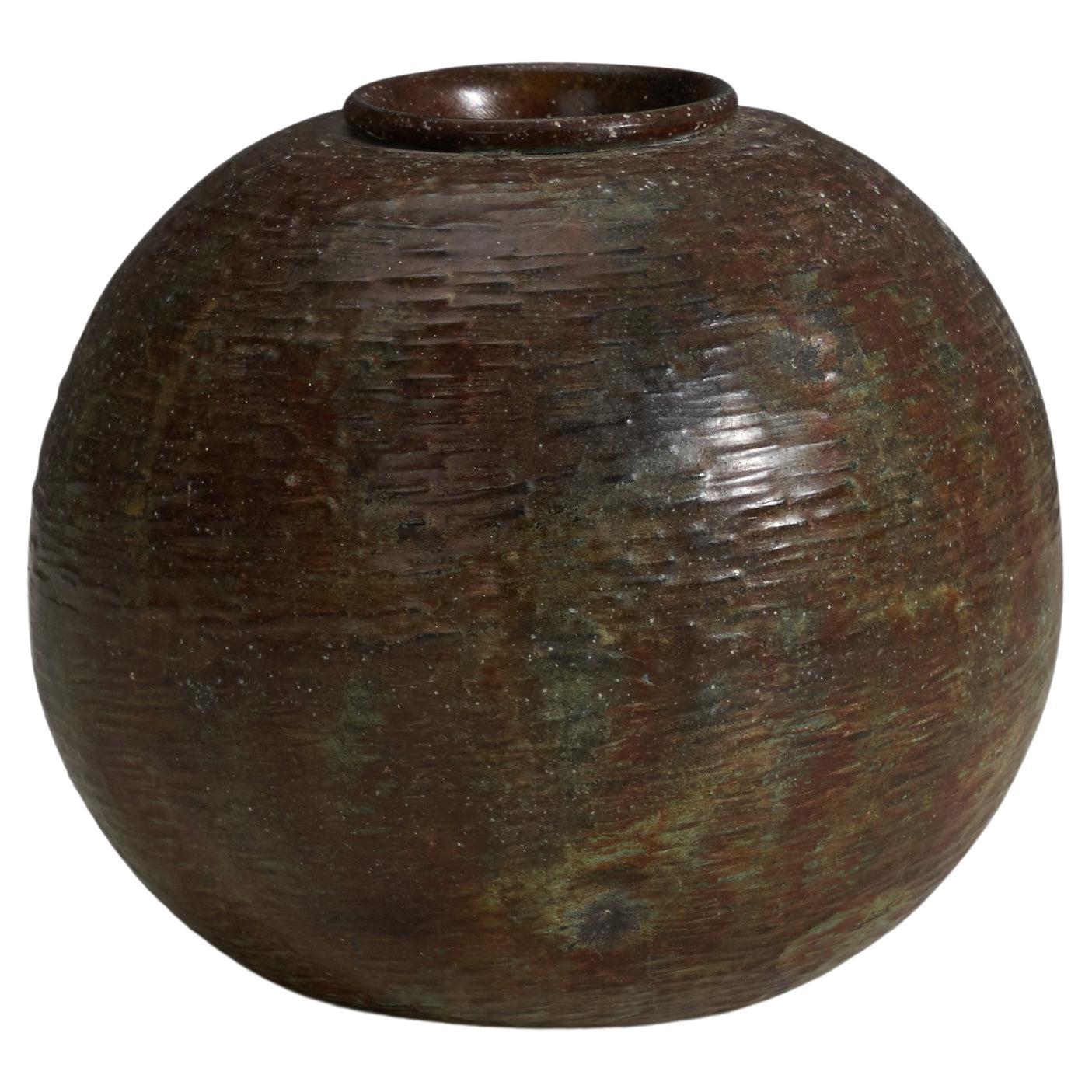 Danish Designer, Vase, Hammered Copper, Denmark, 1930s For Sale