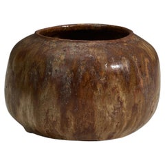 Danish Designer, Vase or Bowl, Brown Glazed Stoneware, Denmark, 1960s