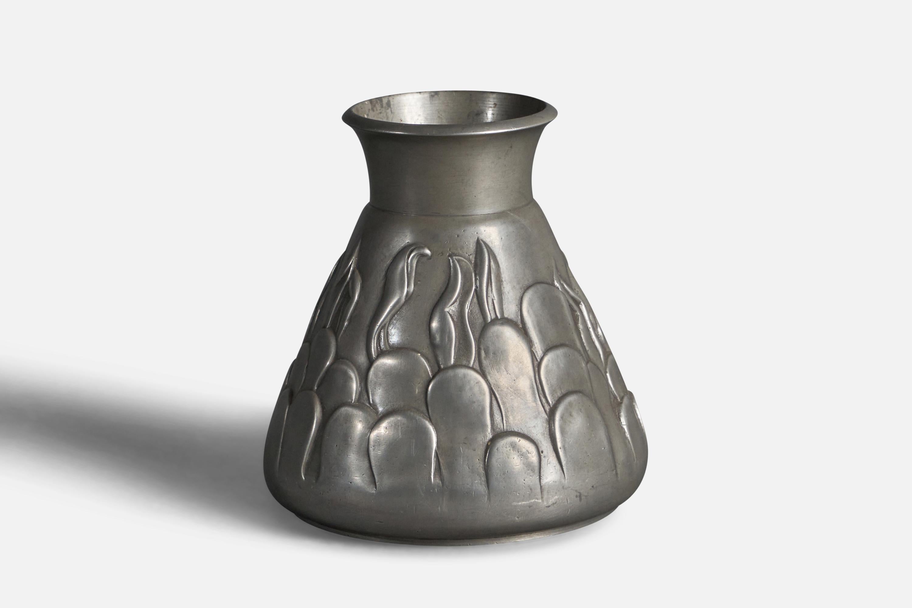 A pewter vase designed and produced in Denmark, 1940s.