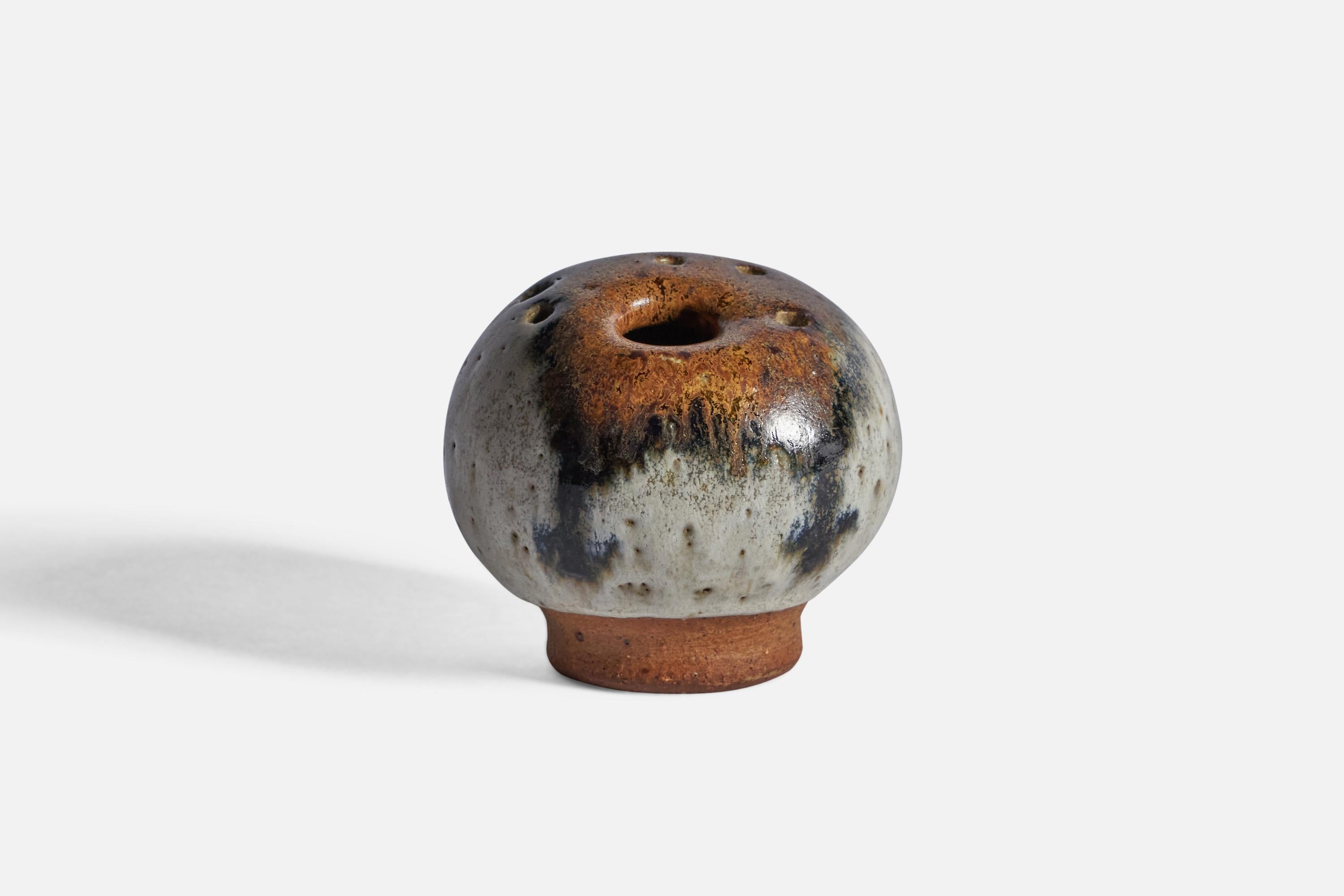 A black grey and brown-glazed stoneware vase designed and produced in Denmark, 1960s.
