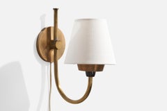Danish Designer, Wall Light, Brass, Bakelite, Fabric, Denmark, 1940s