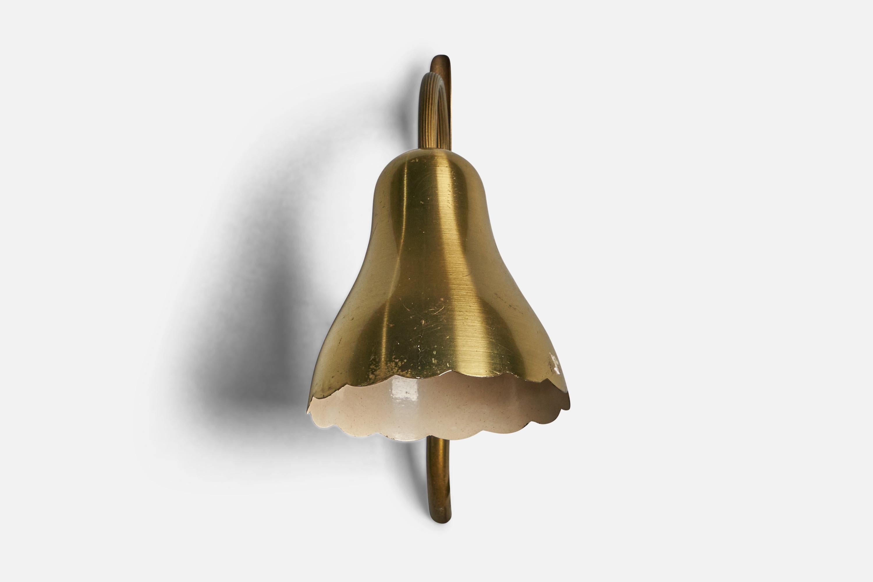 Scandinavian Modern Danish Designer, Wall Light, Brass, Denmark, 1940s For Sale
