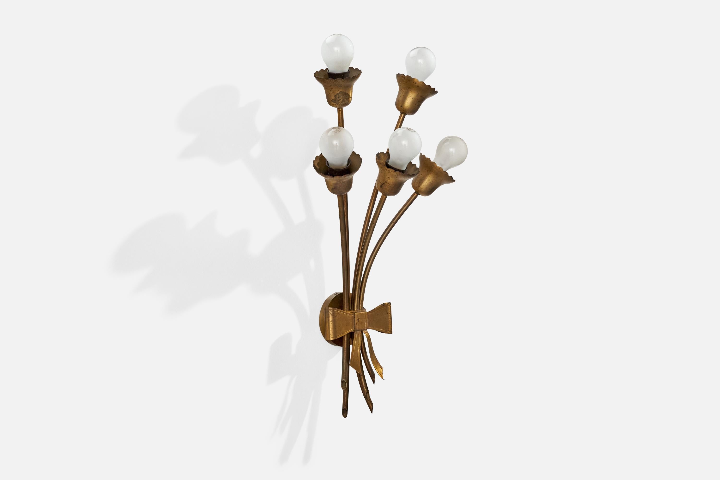Scandinavo moderno Designer danese, lampada da parete, ottone, Danimarca, anni '40 in vendita