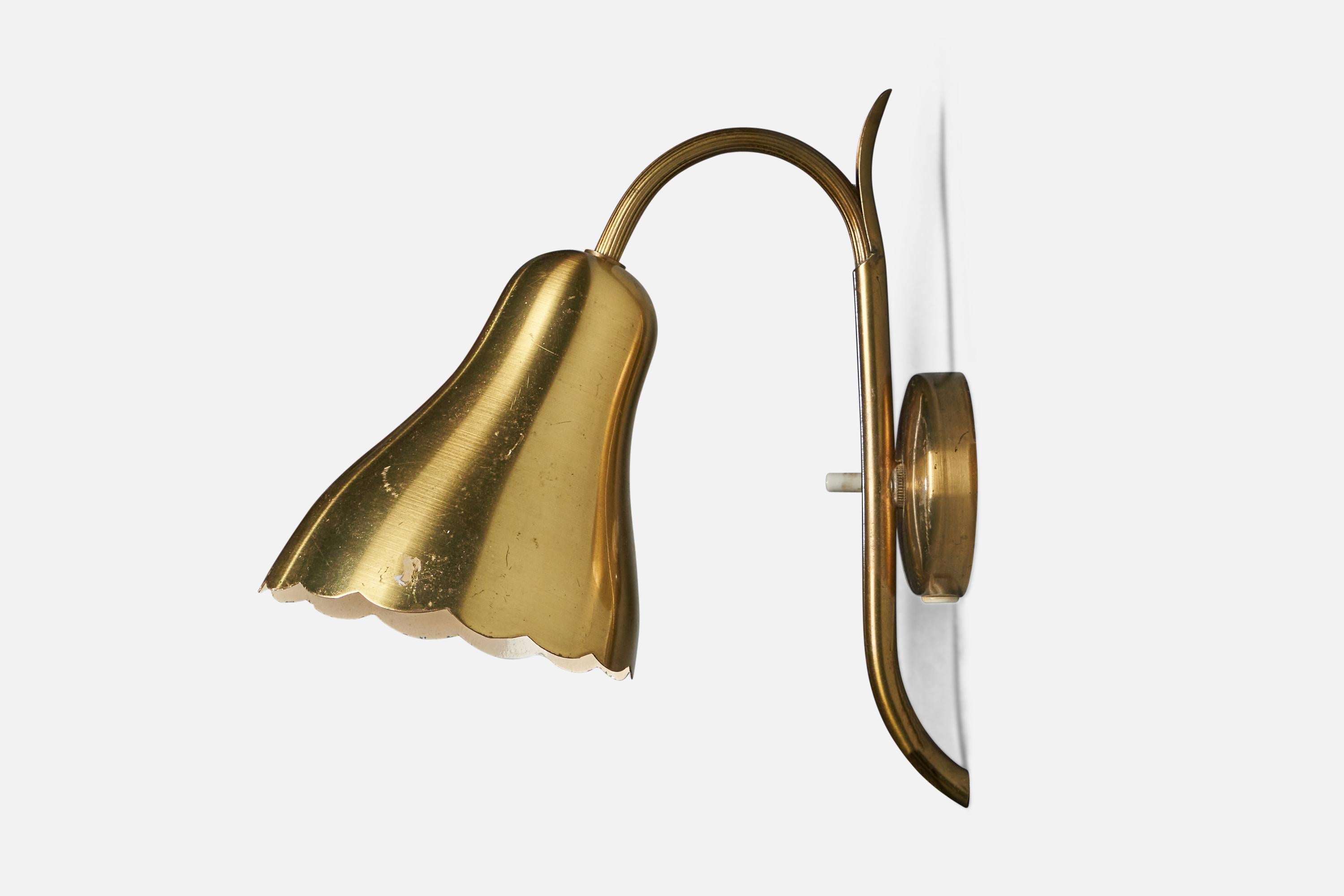 Mid-20th Century Danish Designer, Wall Light, Brass, Denmark, 1940s For Sale