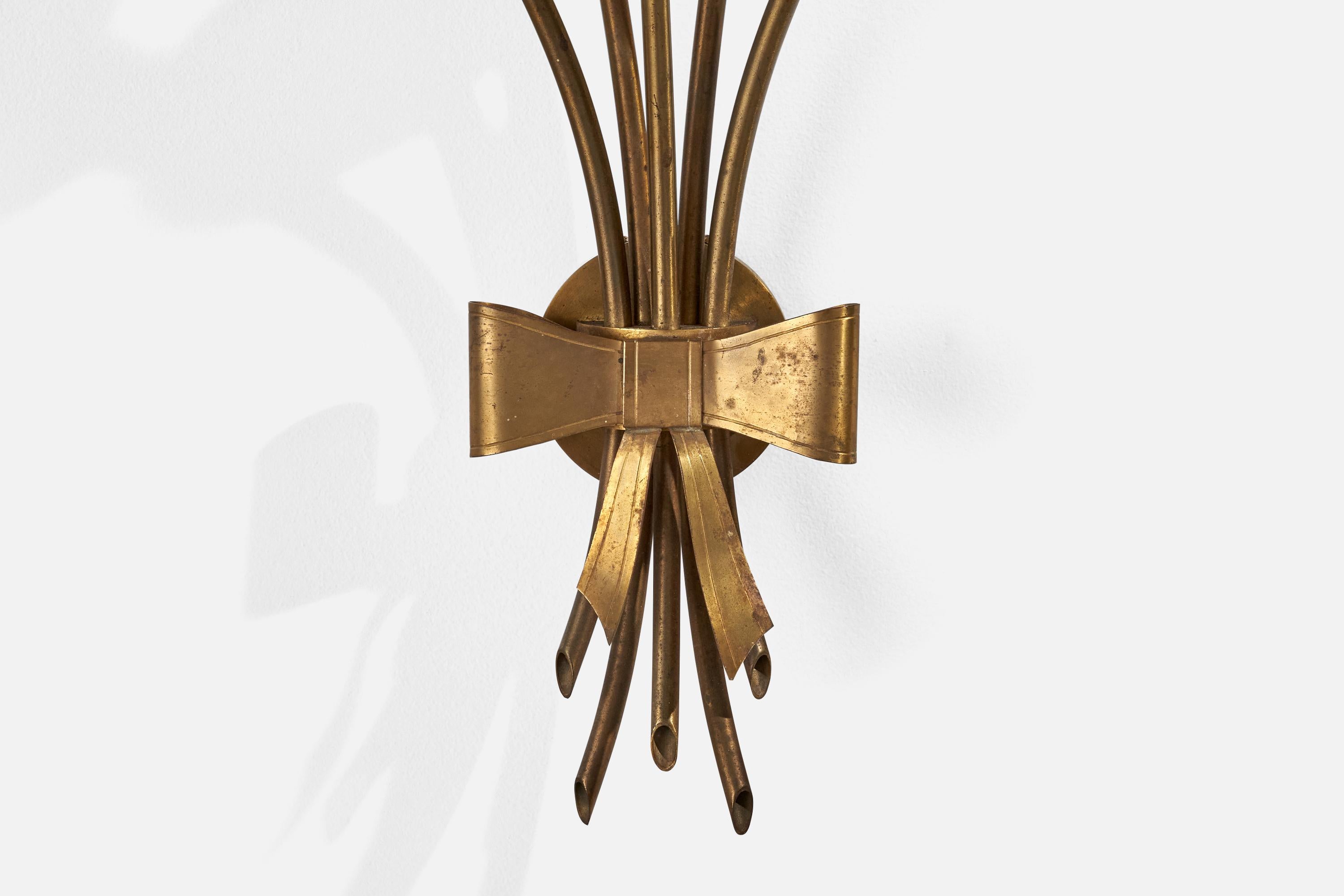 Mid-20th Century Danish Designer, Wall Light, Brass, Denmark, 1940s For Sale