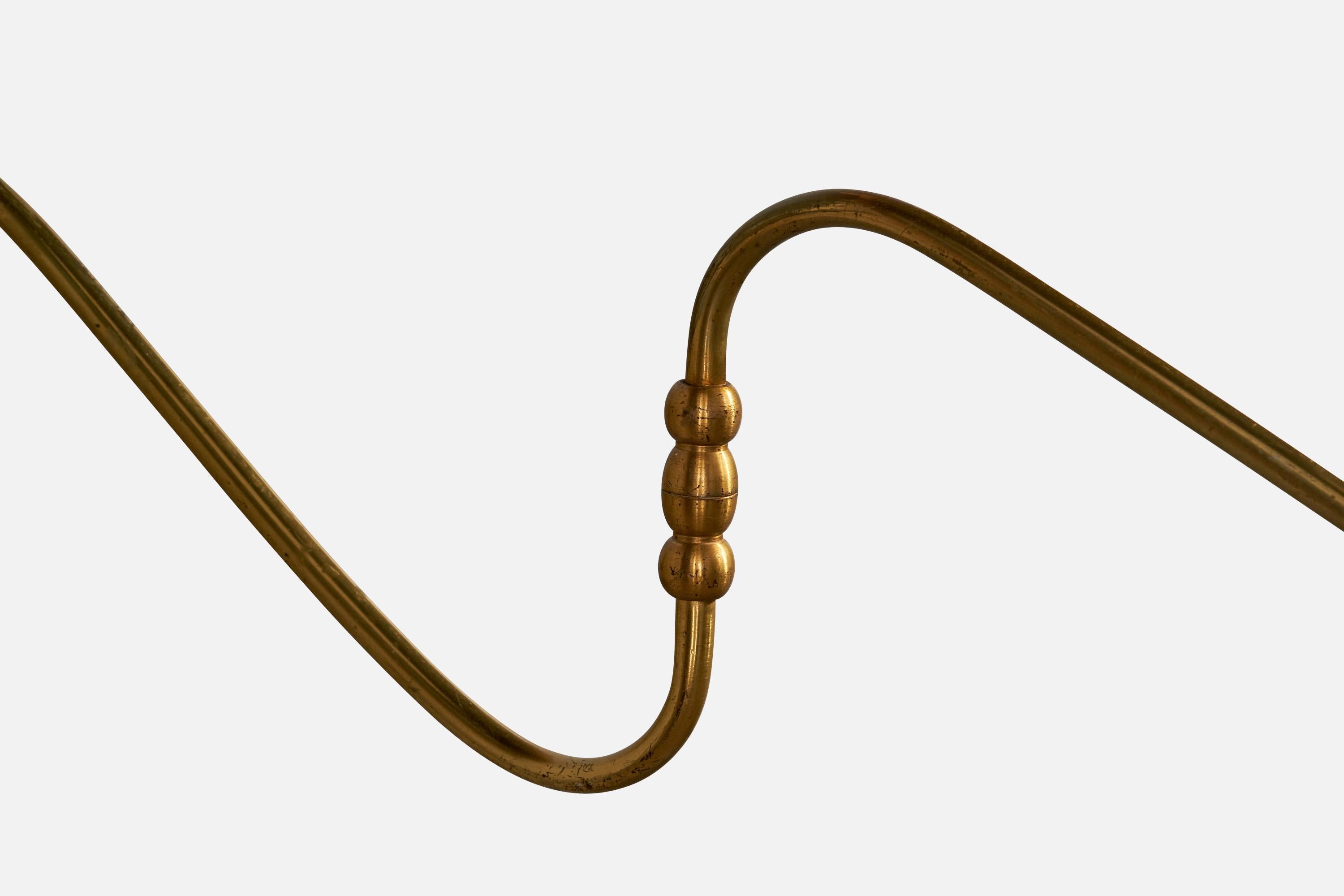 Dänische Designerin, Wandleuchte, Messing, Stoff, Dänemark, 1940er Jahre im Angebot 2