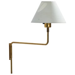 Designer danese, lampada da parete, ottone, tessuto, Danimarca, anni '1940