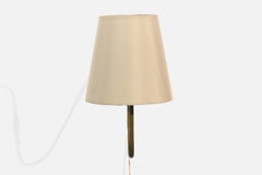 Créateur danois, applique murale, laiton, tissu, Danemark, années 1950