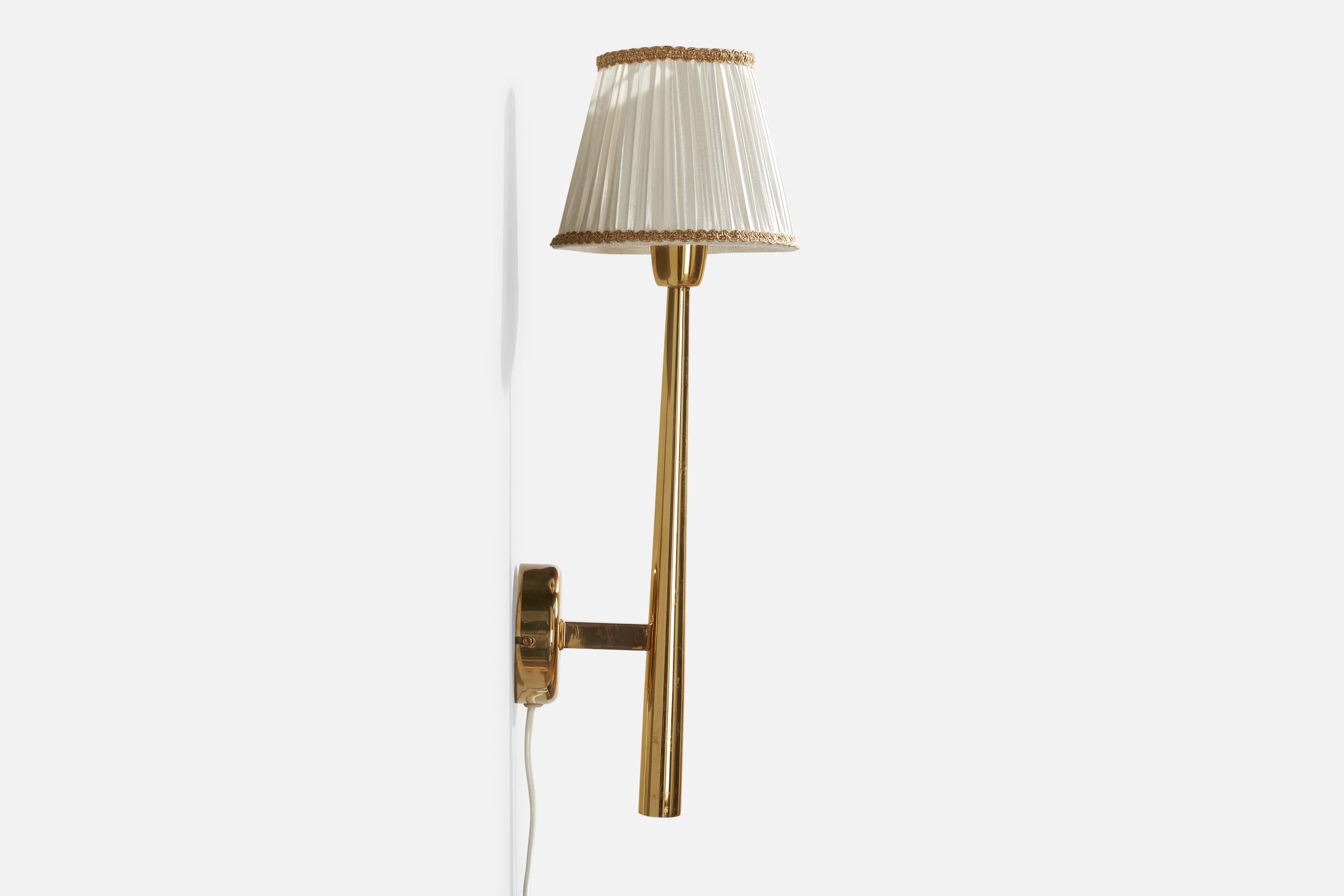 Danese Designer danese, lampada da parete, ottone, tessuto, Danimarca, anni '1950 in vendita