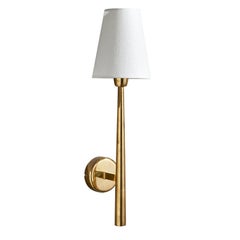 Designer danese, lampada da parete, ottone, tessuto, Danimarca, anni '1950