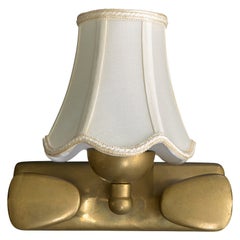 Danish Designer, Wall Light, Brass, Fabric, Denmark, 1950s