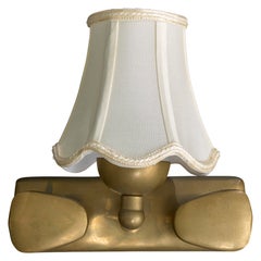Danish Designer, Wall Light, Brass, Fabric, Denmark, 1950s