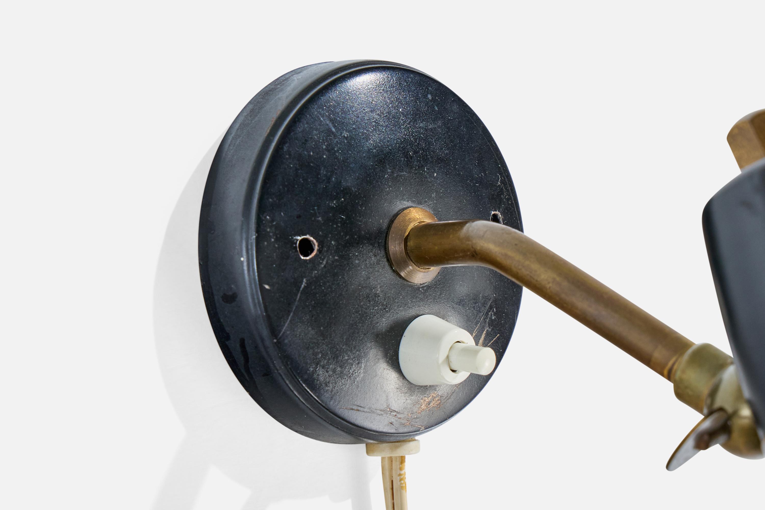 Mid-20th Century Danish Designer, Wall Light, Brass, Metal, Denmark, 1950s For Sale