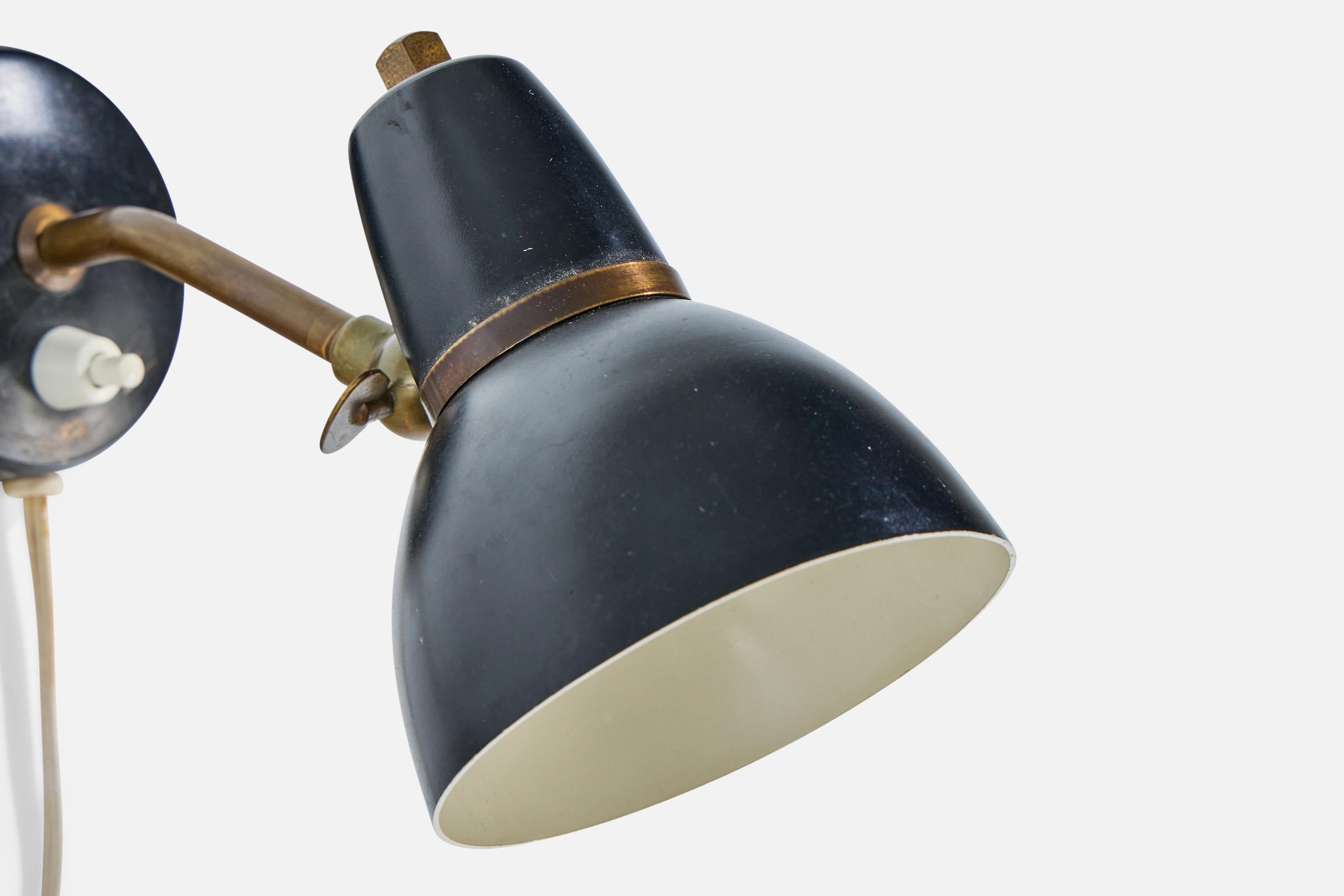 Danish Designer, Wall Light, Brass, Metal, Denmark, 1950s For Sale 2