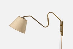 Dänische Designerin, Wandleuchte, Messing, Papier, Dänemark, 1950er Jahre
