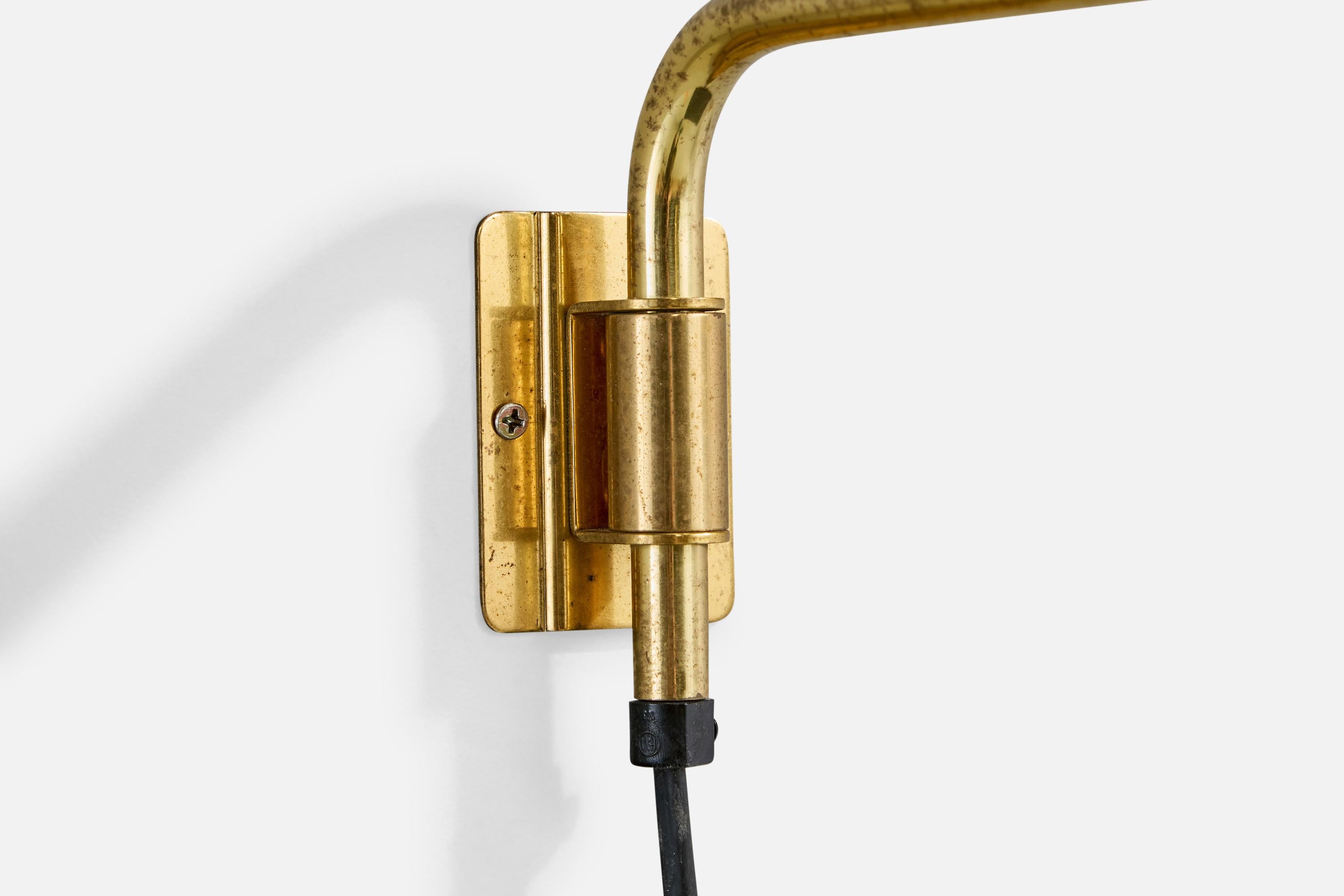 Late 20th Century Danish Designer, Wall Light, Brass, Paper, Denmark, 1970s For Sale