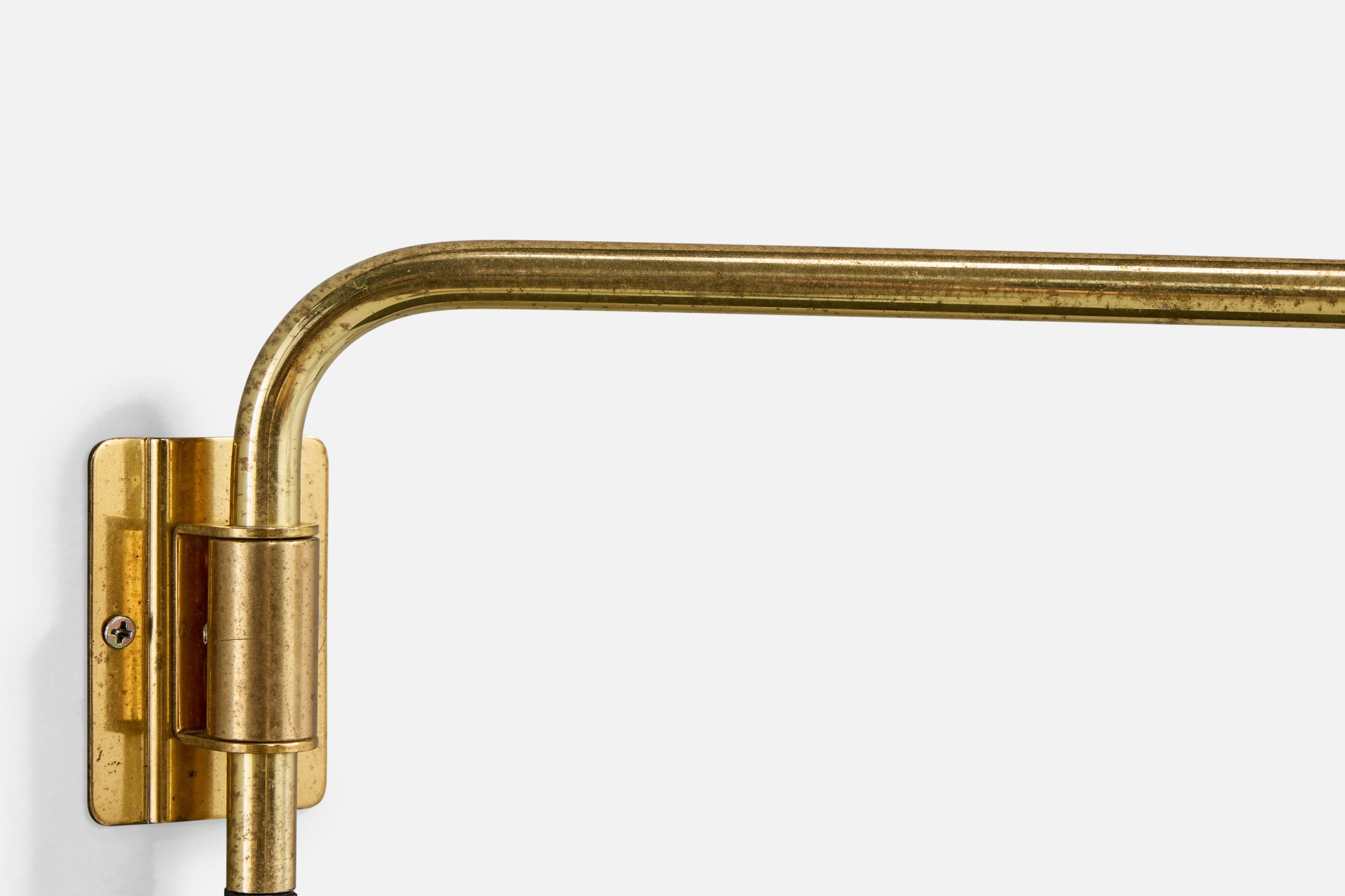 Danish Designer, Wall Light, Brass, Paper, Denmark, 1970s For Sale 1