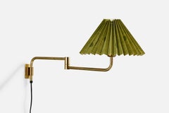 Danish Designer, Wall Light, Brass, Paper, Denmark, 1970s