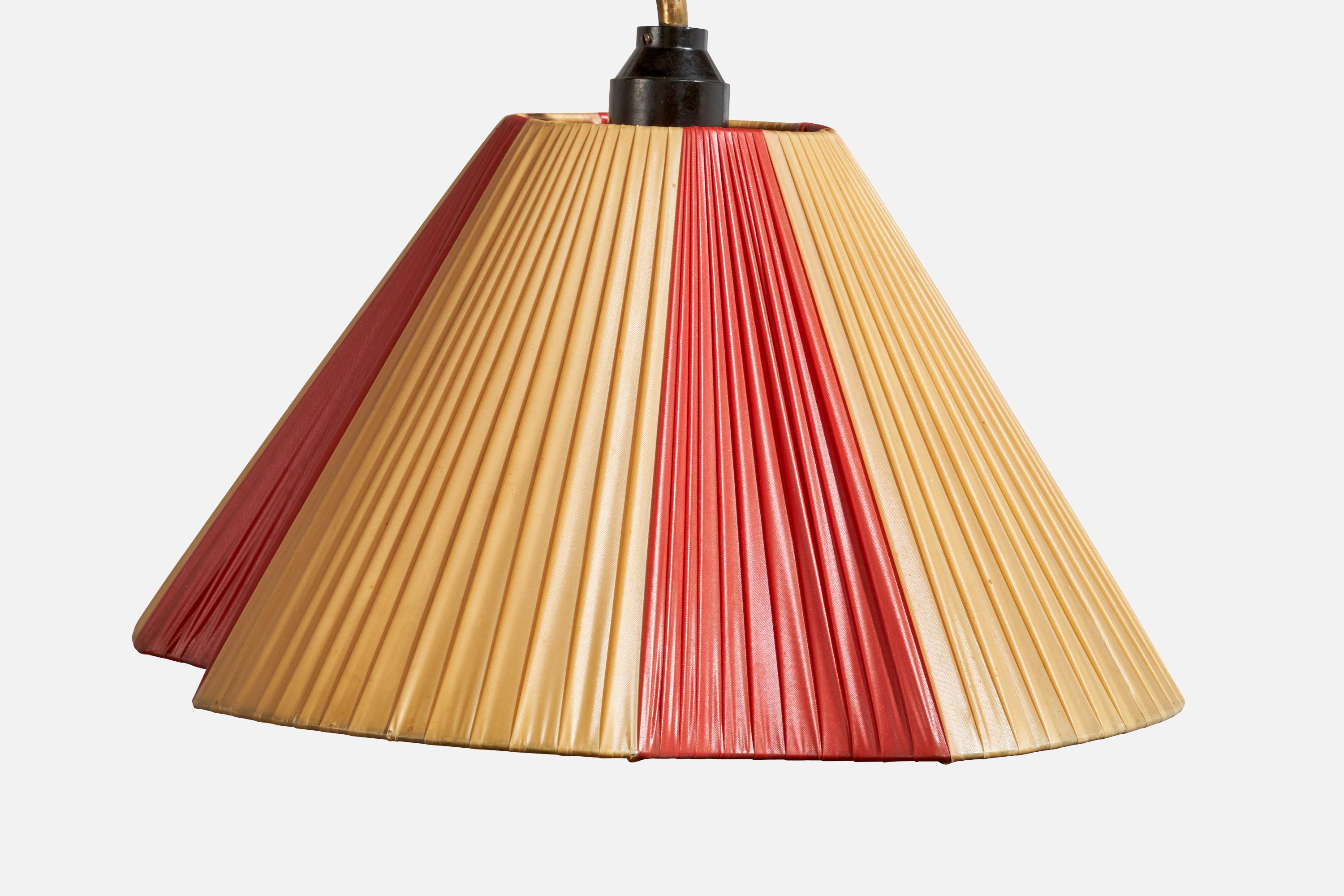 Danish Designer, Wall Light, Brass, Plastic Band, Denmark, 1940s For Sale 5