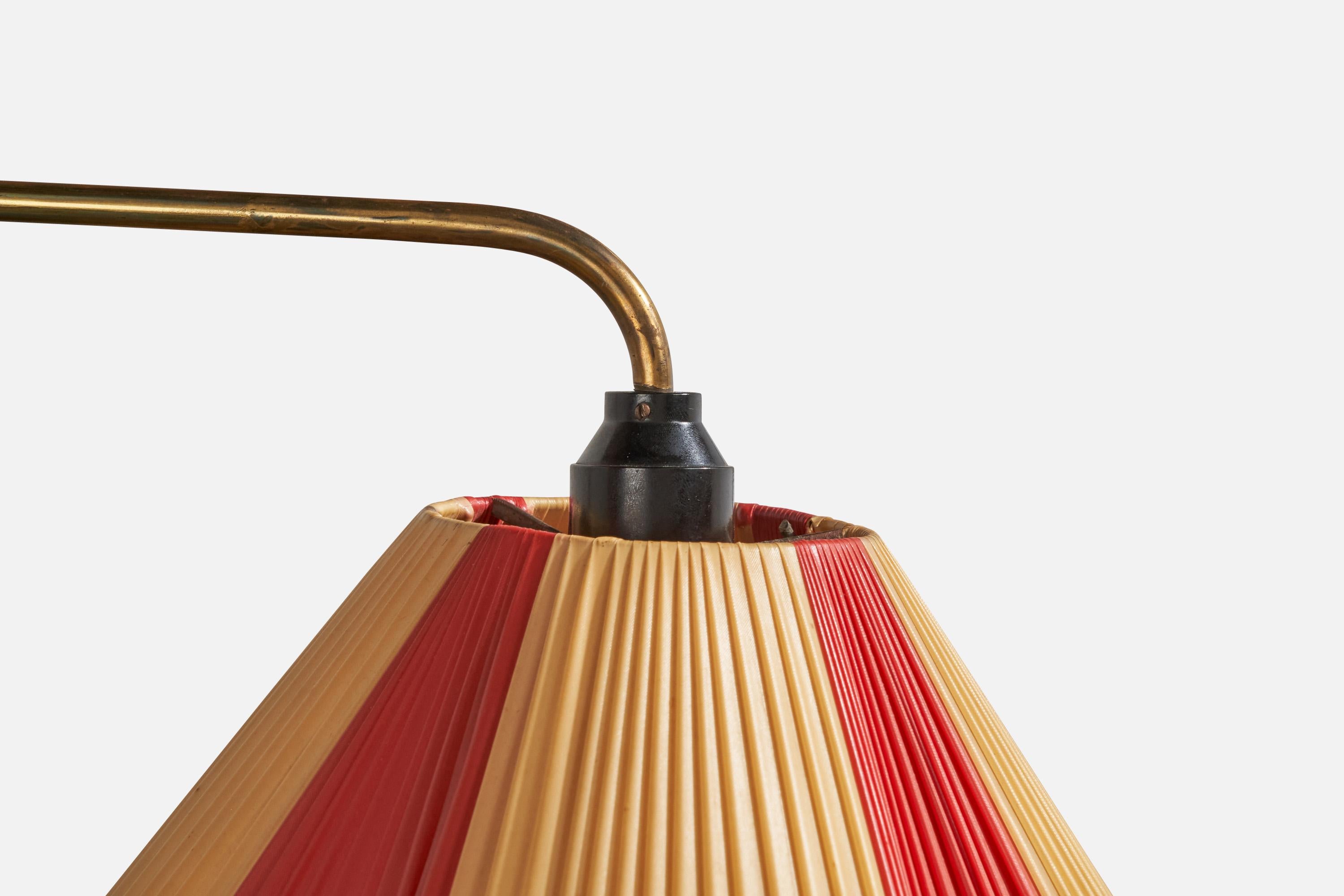 Danish Designer, Wall Light, Brass, Plastic Band, Denmark, 1940s For Sale 4