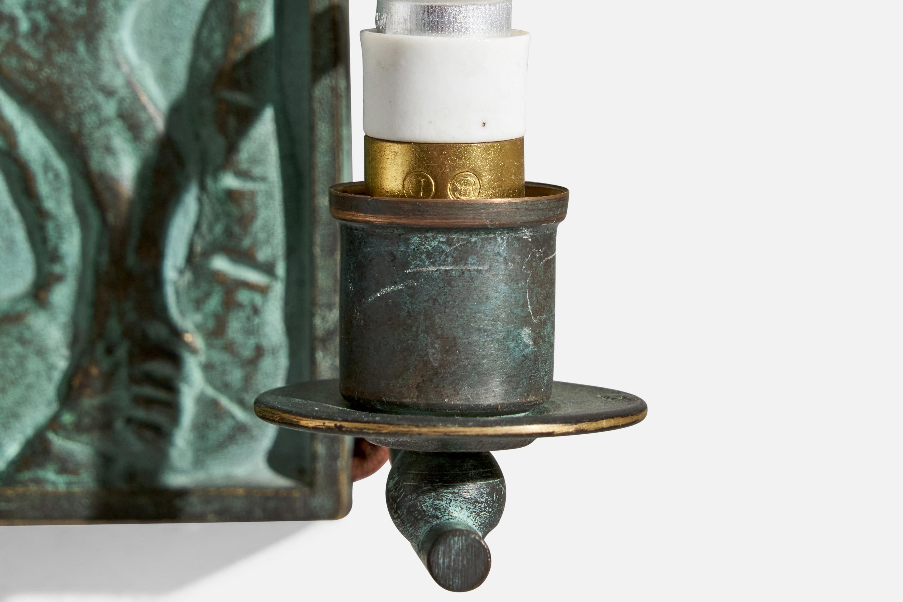 Designer danese, lampada da parete, bronzo, tessuto, Danimarca, anni '40 in vendita 1