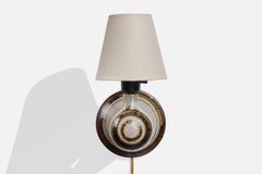 Danish Designer, Wall Light, Ceramic, Fabric, Denmark, 1960s