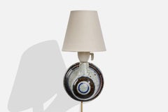 Danish Designer, Wall Light, Ceramic, Fabric, Denmark, 1960s